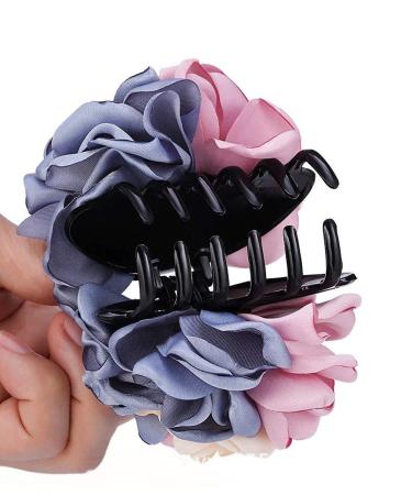 Sweet Rose Flower Hair Claws Set - 2PCS Pink & Pink Blue | Women's Hair Accessories - Buy Online on GoSupps.com