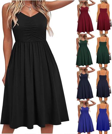 Women's Sleeveless Beach Maxi Dress - Summer 2023 | Spaghetti Strap A-line Sundress with Pockets in Wine - XX-Large - Buy Online on GoSupps.com