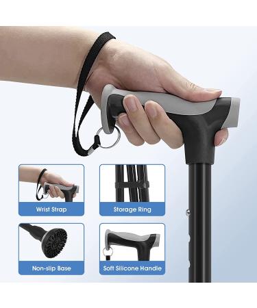 Folding Walking Cane - Lightweight & Adjustable Hand Stick for Seniors - Portable Mobility Aid for Men & Women - Buy Online on GoSupps.com