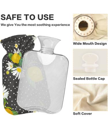 Mnsruu Daisy Lemons Hot Water Bottle - 2L with Soft Cover | Ideal Gift for Women & Kids | Perfect for Christmas - Shop Internationally! - Buy Online on GoSupps.com
