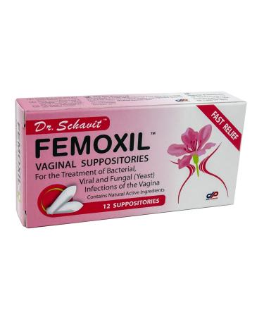 Dr. Schavit FEMOXIL Vaginal Suppositories - Natural Plant-Based Formula for The Treatment of Bacterial, Viral and Yeast Infection of The Vagina. Provides Fast Soothing Relief - pH Balance and Health
