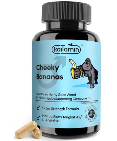 Kaitamin Cheeky Bananas Dietary Supplement for Men - Male Supplement with Horny Goat Weed for Men & Maca- Extract for Natural Energy Endurance Drive Stamina - 120 Capsules