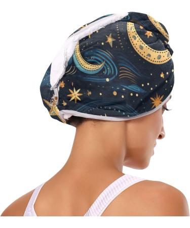 Tribe Moon Stars Sun Hair Towel 2 Pack - Super Absorbent Quick Dry Hair Turbans for Women & Girls - Buy Online on GoSupps.com