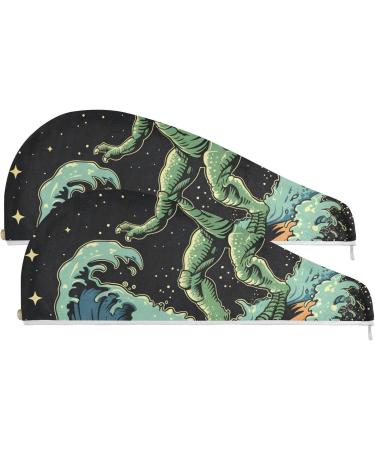 Funny Cool Dude in Space Hair Towel 2 Pack - Super Absorbent Quick Dry Hair Turbans for Women & Girls - Buy Online on GoSupps.com