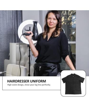 Mobestech Barber Smock - Zip Up Short Sleeve Jacket for Men & Women | Hair Stylist Cape & Apron | Beauty Salon Supply - Black XL - Buy Online on GoSupps.com