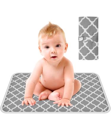 Portable Nappy Changing Mat Grey Foldable Travel Changing Mat Unisex Infant Diapering Sheet Protector Cotton Absorbent Sheet Bed Pads for Home Travel Outside(60 * 35cm)