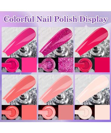 LKE Gel Nail Polish Kit with 72W UV Lamp - Barbie Pink Gel Polish Set with Top & Base Coat - Manicure DIY Gifts for Women - Buy Online on GoSupps.com