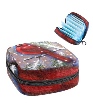 GIAPB Period Bag Sanitary Napkin Storage Bag Period Pouch Travel Makeup Bag Vintage Red Animal Bird Color3769