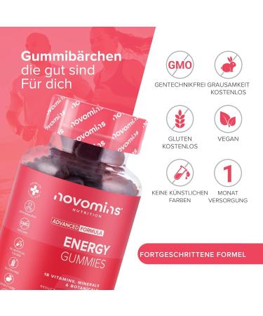Energy Gummies Highly Effective Energy Drinks Tablets & Pills Caffeine Free Dietary Supplement for Running Cycling Training Made by Novomins - Buy Online on GoSupps.com