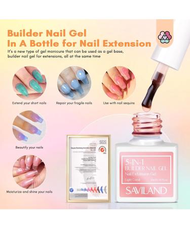 Saviland 5 in 1 Builder Nail Gel Set - 6 Colors Clear Pink Jelly Translucent Builder Gels | Nail Strengthener & Extension Gel Overlay | Nail Art Gifts for Women - 02 Colorful Jelly Translucent - Buy Online on GoSupps.com