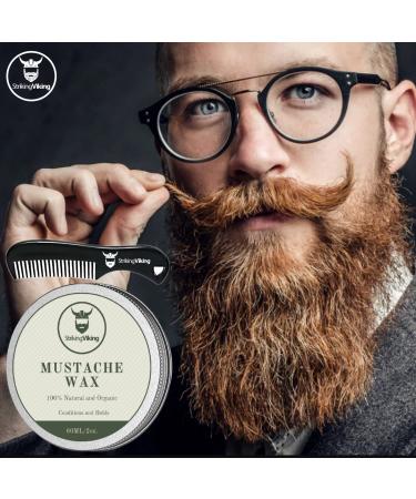 Striking Viking Mustache Wax and Comb Kit - 2 Oz - Strong Hold Natural Beeswax for Men - Vanilla Scent - Tame, Style, and Condition Facial Hair - Buy Online on GoSupps.com