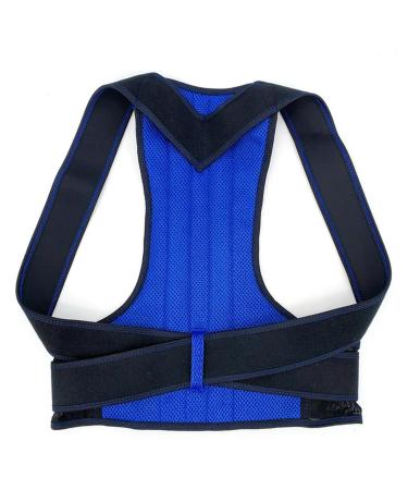 Back Waist Posture Corrector Adjustable Adult Correction Belt Waist Trainer Shoulder Lumbar Brace Spine Health Support Belt Vest Blue S