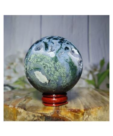 Natural Sphere Natural Aquatic Agate Ball Moss Sphere Quartz Crystal Geode Feng Shui Home Decoration 1pc (Color : 480-490g)
