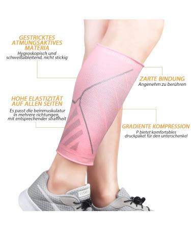 Calf Bandage Compression Sleeves for Pain Relief | Waden Compression Stockings Without Foot for Men & Women | Support for Training Cycling & Running - Pink M - Buy Online on GoSupps.com