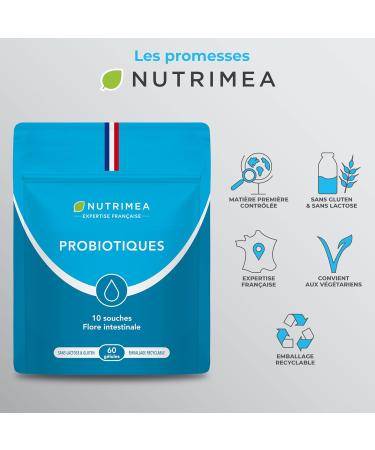 PROBIOTIQUE FLORE INTESTINALE Avec Pr biotiques Equilibre de la Flore Intestinale 10 Souches 10 Milliards d UFC par G lule 60 G lules Vegan Fabriqu en France Nutrimea 10 Milliards D'ufc - Buy Online on GoSupps.com