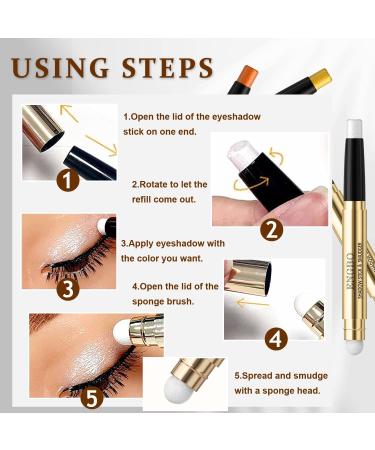 Double-ended Glitter Cream Eyeshadow Stick KQueenest Shimmer Pearl Eye Shadow Highlighter Pencil with Soft Brush Waterproof Long-lasting for Easy Eye Makeup Cosmetics 01# Pearl White - Buy Online on GoSupps.com