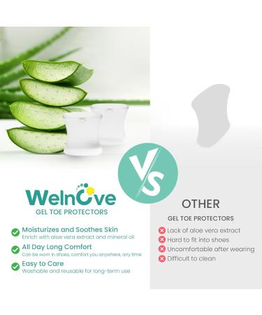 Welnove Upgraded Gel Toe Separators - 8-Pack Aloe Vera Silicone Spacers for Overlapping Toes & Bunion Relief - Multi-Size Clear for Men & Women - Buy Online on GoSupps.com