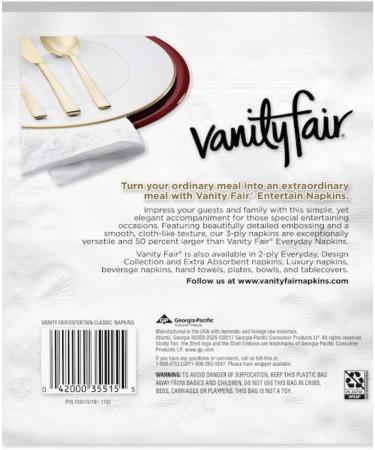 Vanity Fair Impressions 3-ply Napkins 60 Count - Pack of 2 | Premium Quality Disposable Napkins - Buy Online on GoSupps.com