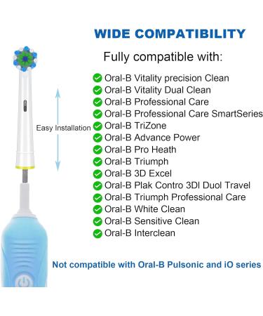 Zegupal 16Count Toothbrush Heads for Oral B Electric Toothbrush - White Cross Clean Refill for Braun Medium Brush Heads - Buy Online on GoSupps.com