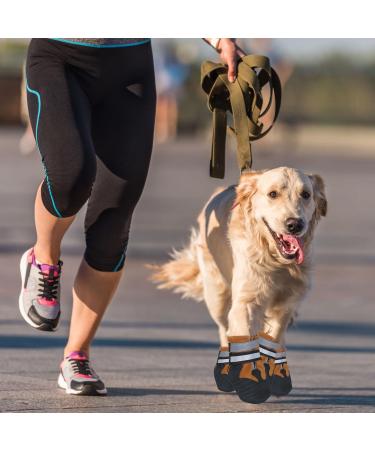 Reestboo Non-Slip Dog Shoes - 4 Pack Winter Booties with Reflective Straps & Velcro Fasteners for Small Dogs - Brown - Ultimate Pfot Protection - Buy Online on GoSupps.com