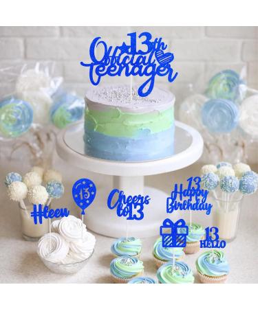 Biapian Blue 13th Birthday Cake Topper 13th Official Teenager Cake Topper for Boys Glitter 13th Birthday Cupcake Topper with Hello 13 Cheers to 13 for Thirteen Years Old Birthday Party Decorations - Buy Online on GoSupps.com