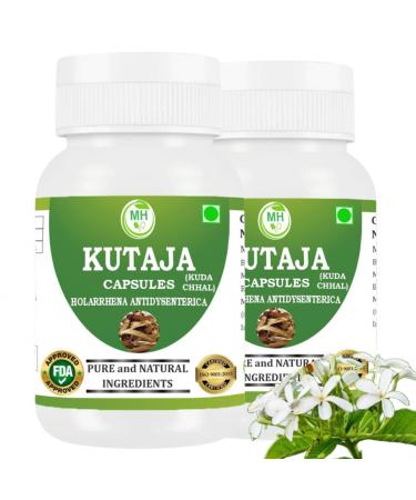 Morsan Healthcare Kutaja Capsules 500 mg (9:1 Extract) 60 Veg Capsules | Holarrhena Antidysenterica for Men & Women | Herbal Supplement | Vegan & Gluten-Free| Pack of 1 (Pack of 2)