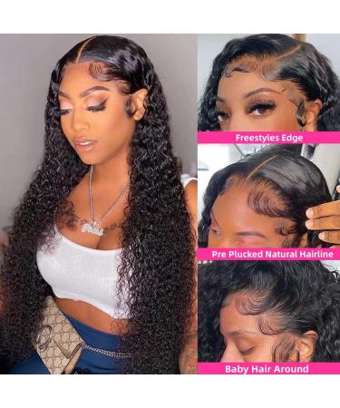 Deep Wave 13x4 Human Hair Lace Front Wig 22 Inch - Pre Plucked with Baby Hair, 150% Density, Natural Hairline - Gicicie HD Lace Front Wig - Buy Online on GoSupps.com