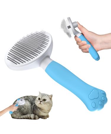 ZIMACATE 2024 New cat brush Dog brush ergonomic handle & one-click cleaning & patented design Self-cleaning brush for short & long-haired dogs/cats/rabbits lower wool brush (blue) - Buy Online on GoSupps.com