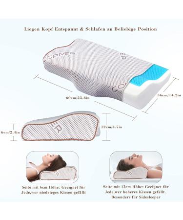 Buy Threads for Bed Orthopedic Memory Foam Neck Support Pillow with Cool Gel - Ergonomic Hi-Low Design Hypoallergenic Washable Cover Perfect 12cm-6cm Slope - 60x36x11/6cm - Buy Online on GoSupps.com