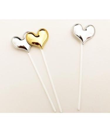 Buy Ailexi Handmade 10-Piece Reflective Glitter Leather Cake Topper Set - 5 Gold & 5 Silver Hearts for Cakes Cupcakes & Ice Cream - International Shipping Available - Buy Online on GoSupps.com