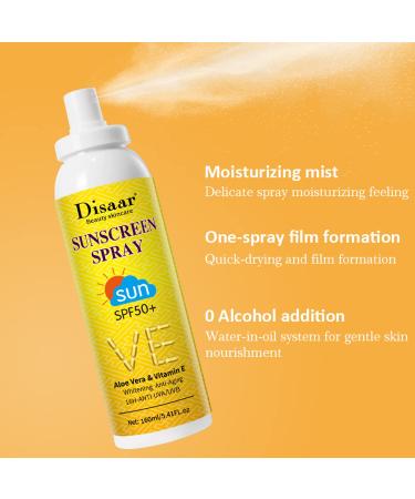 DISAAR BEAUTY Sunscreen Spray SPF50+ with Aloe Vera & Vitamin E - Moisturizing Anti-Aging Protection 160ml - Buy Online on GoSupps.com