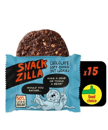 Healthy Kids Snacks Oat Biscuits - Snackzilla 50% Less Sugar Oat Cookies (15x30g : Chocolate) Soft Baked Lunch Box Snacks & School Snack Box Healthy Snacks Vegan Biscuits Healthier Cookie Dough