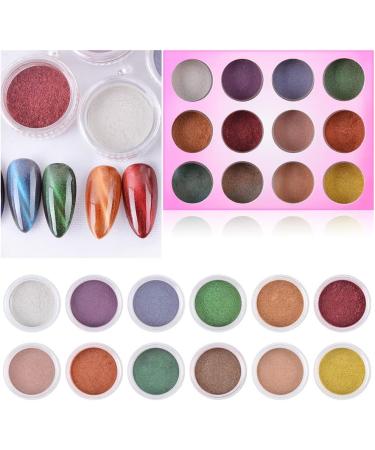 WEILUSI Cat Eye Effect Powder Glitter - 12 Color Holographic Nail Art DIY Dust - Buy Online on GoSupps.com