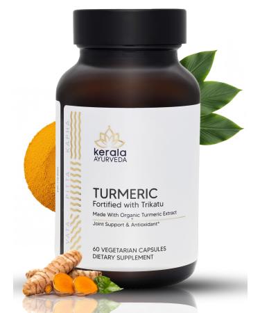 Kerala Ayurveda Turmeric Fortified with Trikatu Capsules (60 Capsules) | 20x Bio Available | Turmeric Supplement for Joint Health & Immune Support | Anti-Inflammatory Supplement | Prop 65 Compliant