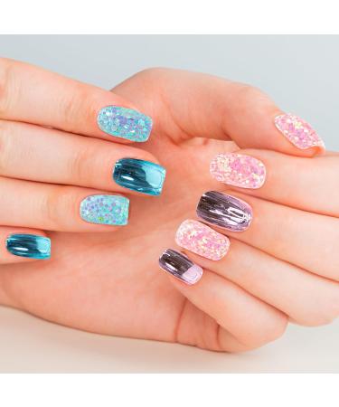 Townley Girl 96 Pcs Stick on Nails Set | 8 Different Mix and Match Press- On Nail Sets for Girls | Self-Adhesive Artificial Nails Purple - Buy Online on GoSupps.com