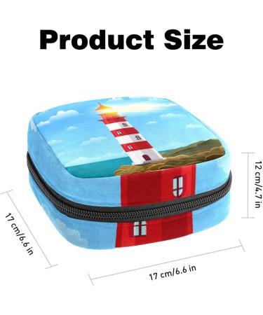 Portable Ocean Beach Lighthouse Sanitary Napkin Bag for Women & Girls Compact Period Travel Solution - Buy Online on GoSupps.com