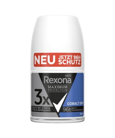 Rexona Rexona Men Maximum Protection 6-Pack Cobalt Dry Roll-On Antiperspirant Deodorants with 3 Protections Against Stress Heat and Movement - 96 Hours of Extreme Protection - 50ml