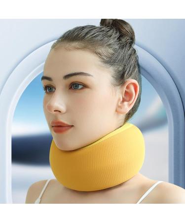 Fovolat Neck Brace - Neck Brace & Elastic Supports | Soft Foam Wraps Keep Vertebrae Stable Soft Neck Support Relieves Pressure in Spine Neck Support Brace for Travel Yellow - Buy Online on GoSupps.com