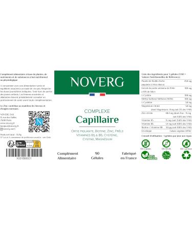 Hair Complex | Hair & Nail Enhancer | Anti-Hair Loss & Anti-Breakage | Promotes Growth | Biotin Nettle Zinc Cysteine | Vegan | 90 Capsules | 30 Days | Made in France - Buy Online on GoSupps.com