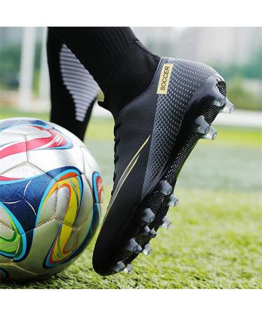 MFSH Unisex Big Boy Soccer Cleats Fg/ag High-top Spikes - Size 7 Women/6 Men - Professional Training Turf Indoor Athletic Sneaker - Black - Buy Online on GoSupps.com
