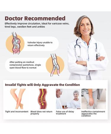Medical Compression Stockings 20-30 mmHg 2 Pairs for Men and Women - Varicose Vein Support Pantyhose - Beige Large - Buy Online on GoSupps.com