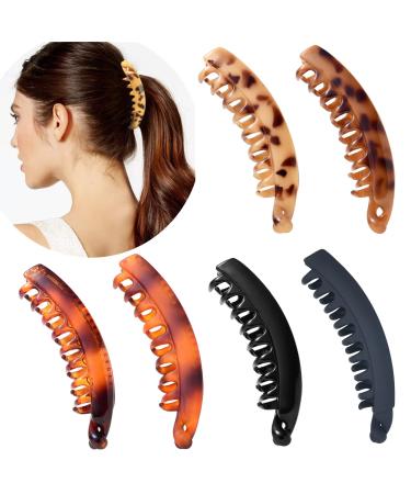 6 Pieces Large Banana Clips Hair Big Banana Hair Clips for Thick hair,Non-slip Ponytail Holder Clip for Women 6 Multi Colors