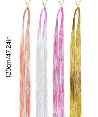 JSHDUSA Holographic Hair Tinsel | Hair Extensions Braided Hair Rope - Hair Tinsel Glitter Hair Extension Hair Shimmer Strands Hair Dye Colored - Buy Online on GoSupps.com