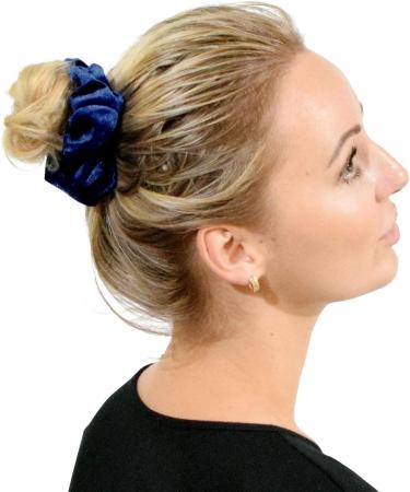 Premium Velvet Classic Hair Ties - 2pcs Plain Navy | Luxurious Hair Bands for Updo Ponytail Scrunchies - Buy Online on GoSupps.com