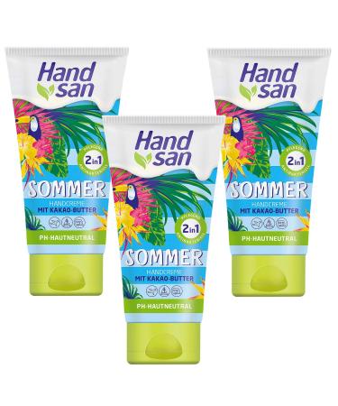 Pack of 3 Handsan nourishing summer hand cream 2 in 1 with cocoa butter moisturizer (3x 75ml)