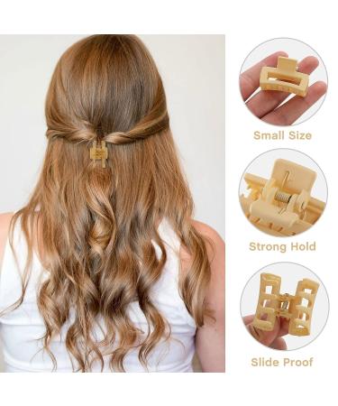 12 PCS Mini Hair Claw Clips for Women Girls - Non-slip Rectangle & Square Hair Jaw Clips in Multi-colored - Ideal for Thin to Medium Hair - Buy Online on GoSupps.com
