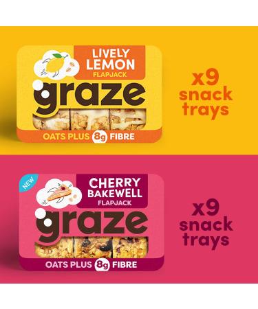 Graze - Healthy Snacks sweets oats flapjacks - Packaging may vary - (Lively Lemon & Cherry Bakewell Total 18 trays) Lively Lemon & Cherry Bakewell 18 pack - Buy Online on GoSupps.com