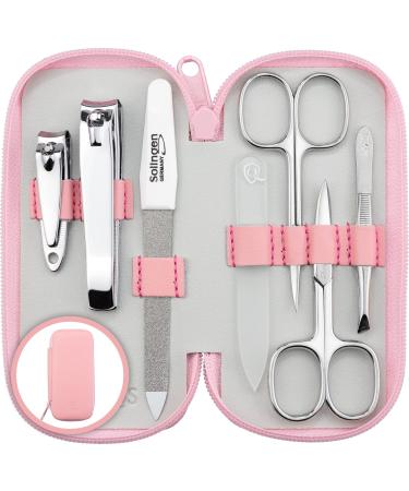 Marqus manicure set ladies and gentlemen solingen made in germany 7 parts with patented glass files for hand and foot care - real leather etui handy and soft 5. pink - Buy Online on GoSupps.com