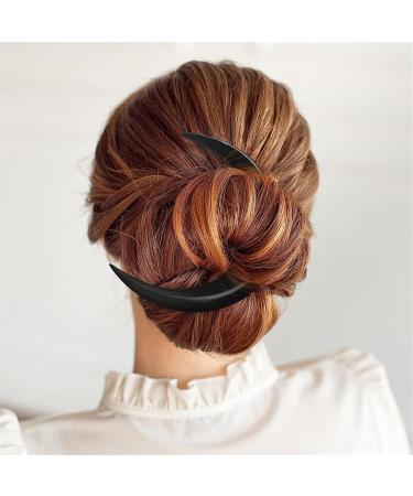 Moon Hairpin Fashion Moon Hair Stick Wooden Lightweight Accessories 2 Sizes Carved for Long Hair (Black) - Buy Online on GoSupps.com