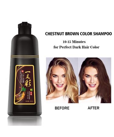 Natural Chestnut Brown Hair Color Shampoo for Gray Hair 500ML - Instant Hair Dye for Men & Women - Long Lasting & Easy to Use - Buy Online on GoSupps.com